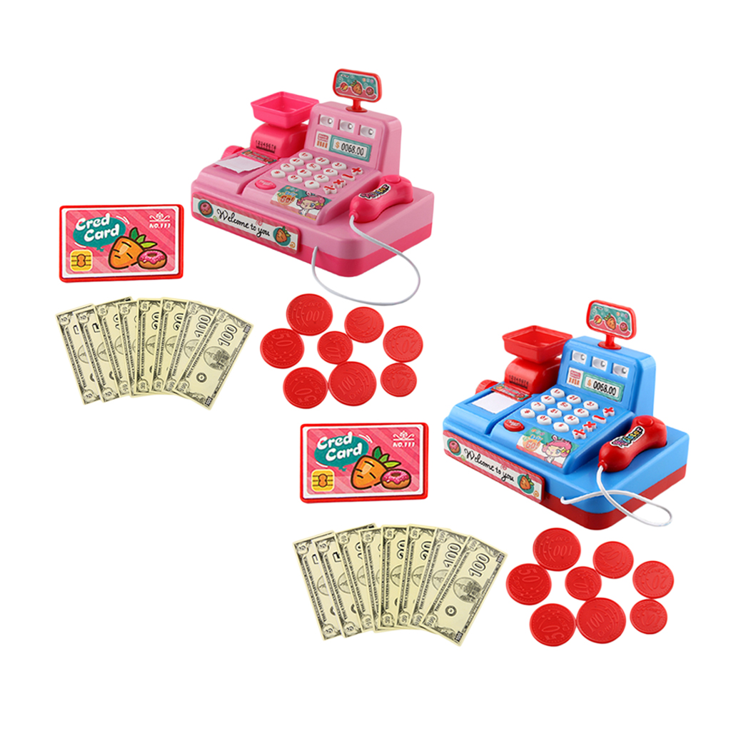 Kids Supermarket Pretend Play Set Cash Register Cashier Toys Playset