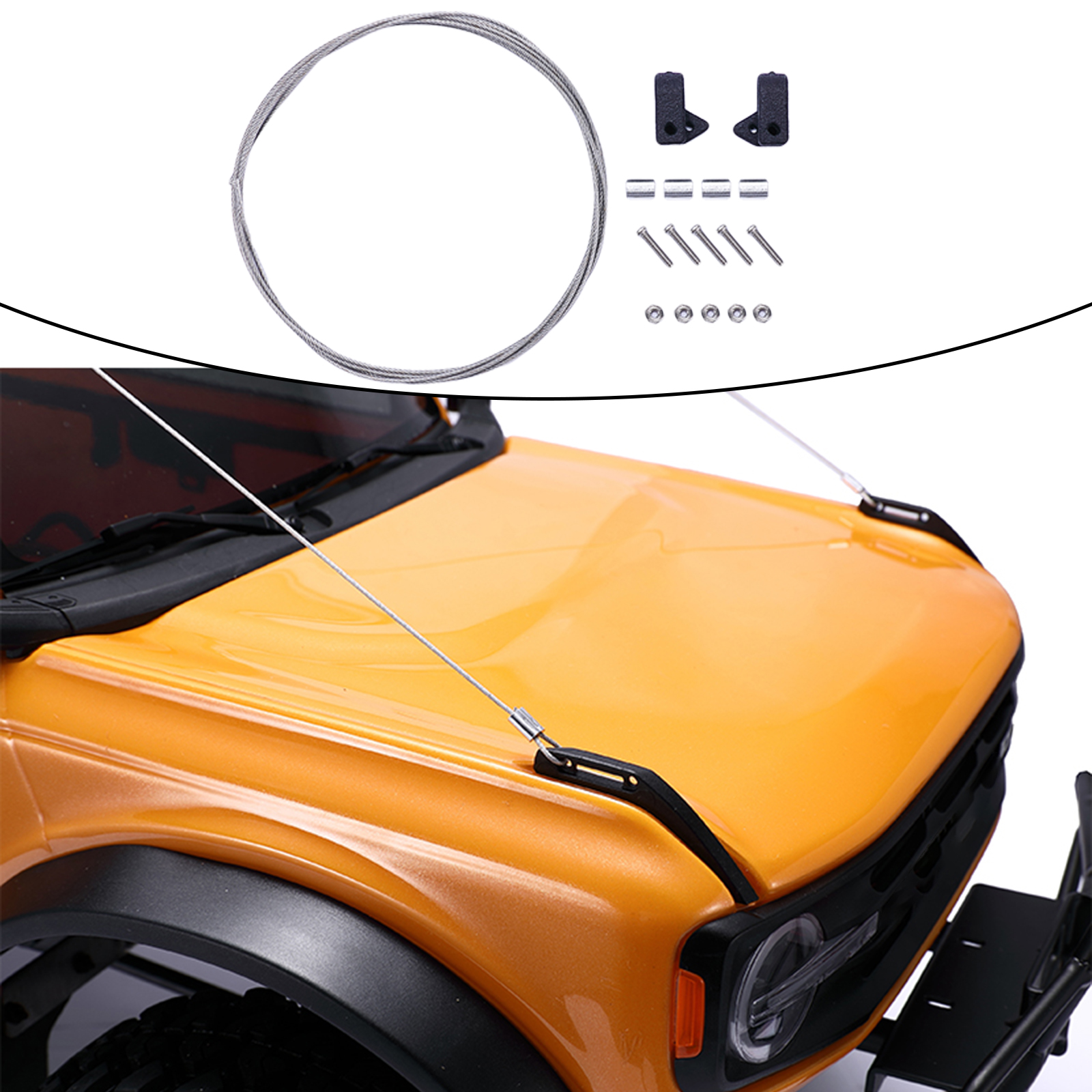 RC Car Metal Front Pull Wire Steel Rope Fit for Ford bronco 1:10 RC Off-Road Rock Crawler Model Car Climbing Truck Accs