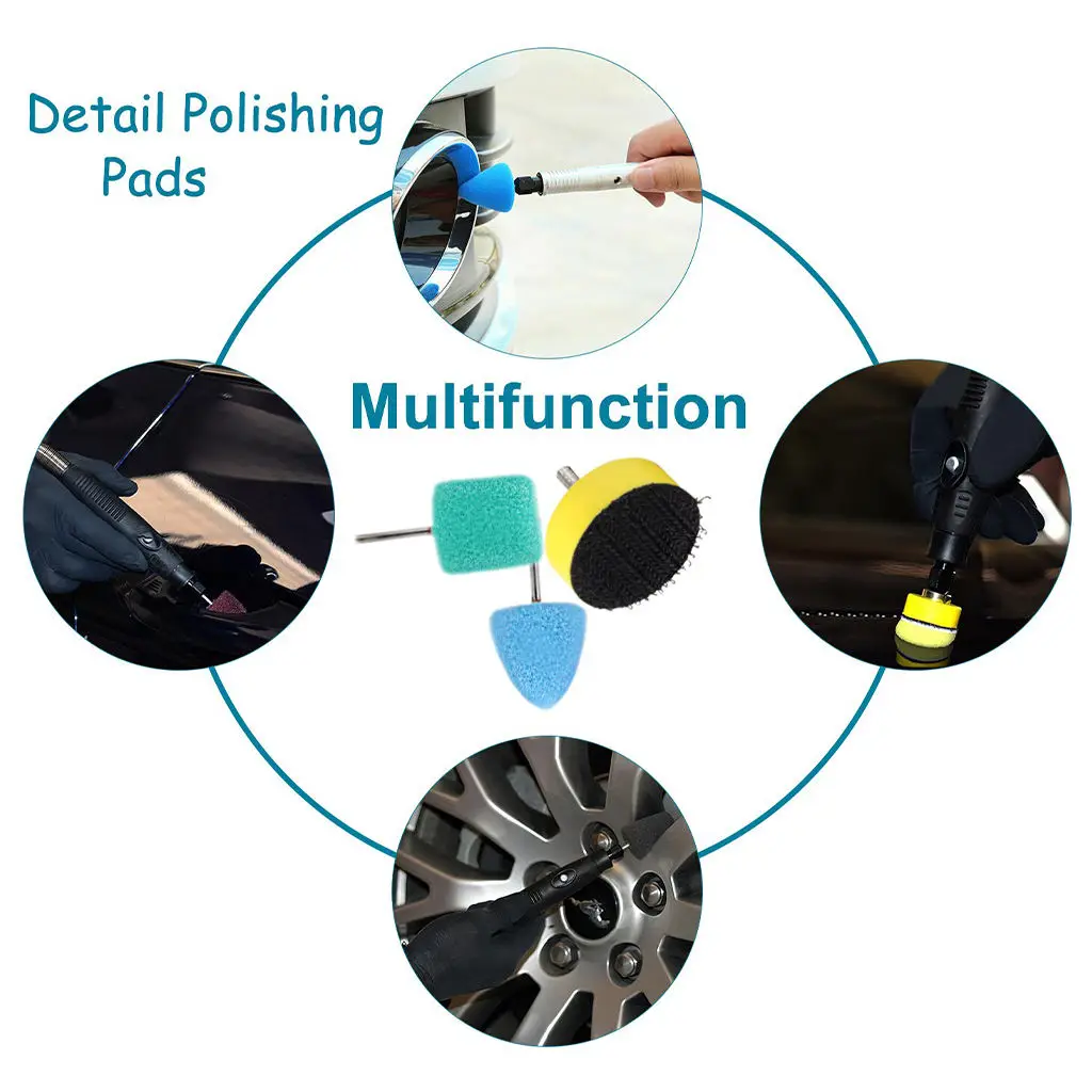 16 Pieces Kit Buffing Polishing Pads Polishers Waxing Polisher Sanding Rotary Tools Sealing Glaze Attachment for Drill for Car