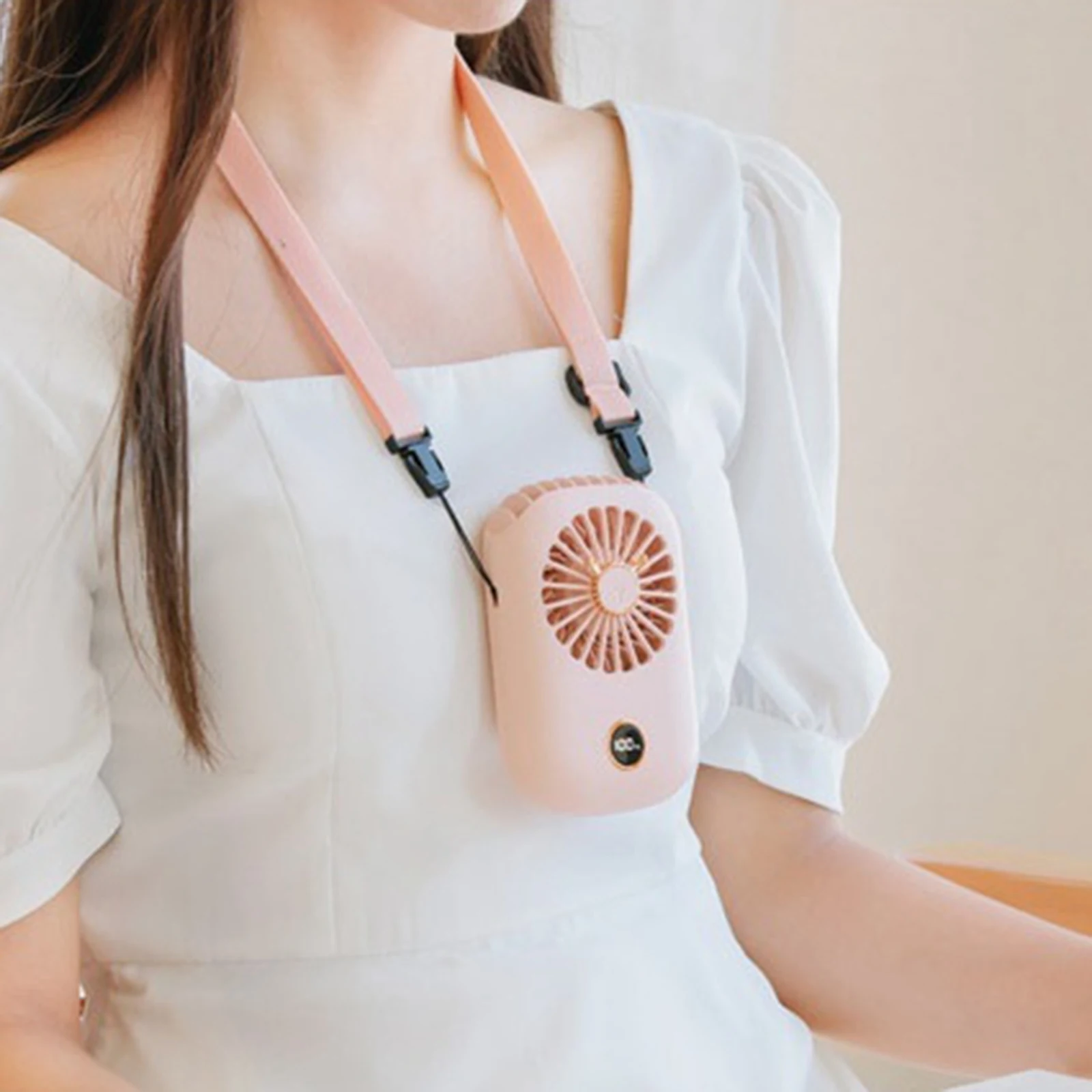 Quiet Free Neck Fan, USB Rechargeable Portable Desk Fan, Necklace Fan Mini Personal Handheld Fan, Neckband Fan with 3 Speed