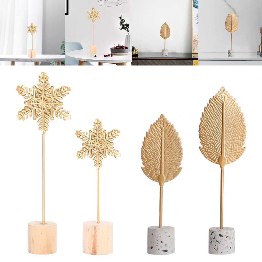 Snowflake Leaf Decorative Sculptures Ornaments Figurines Tabletop Metal Statues Present Office Desktop Bedroom Decor