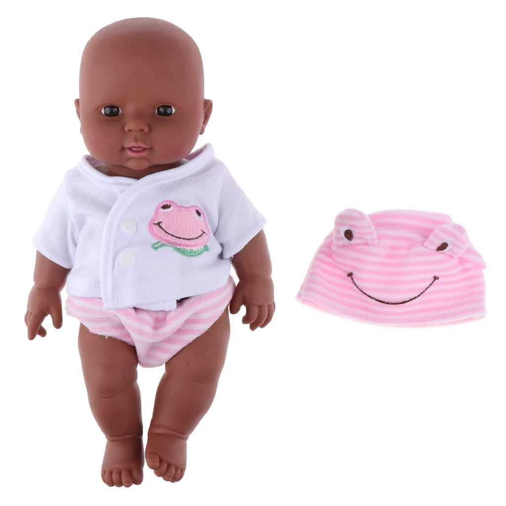 Real Life 12inch Reborn African Black Baby Doll Soft Vinyl Newborn Doll Toy for
