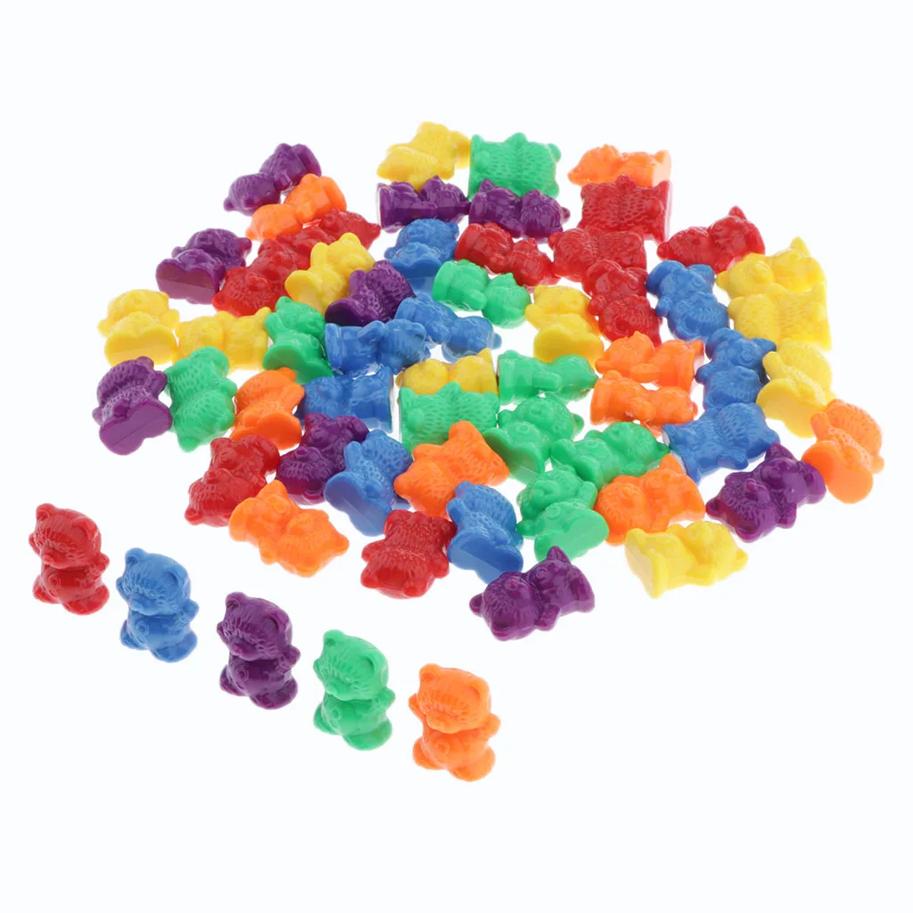 60pcs Kids Plastic Bear Counters Education Mathematics Counting & Sorting Toys 