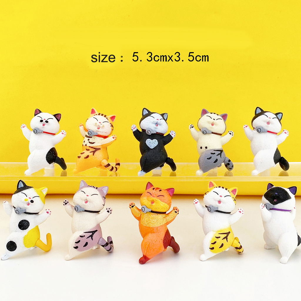 10x Plastic Car Dashboard Cat Doll Toy Ornament for Auto Interior Ornaments
