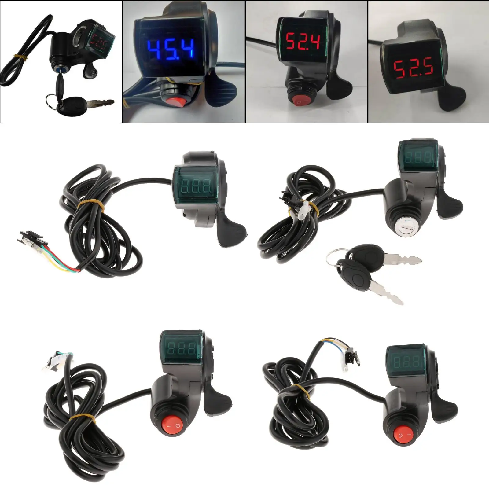 1pc E-Bike Battery Voltage Display Switch Power Indicator Finger Accelerator for Twist Throttle Accs
