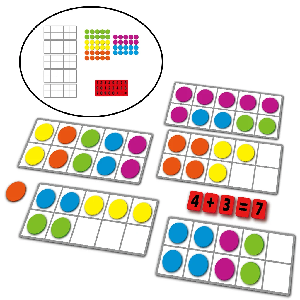 Ten-Frame Classroom Math Manipulative Home School Supplies Math Games Early Education Toy for Kindergarten Kids