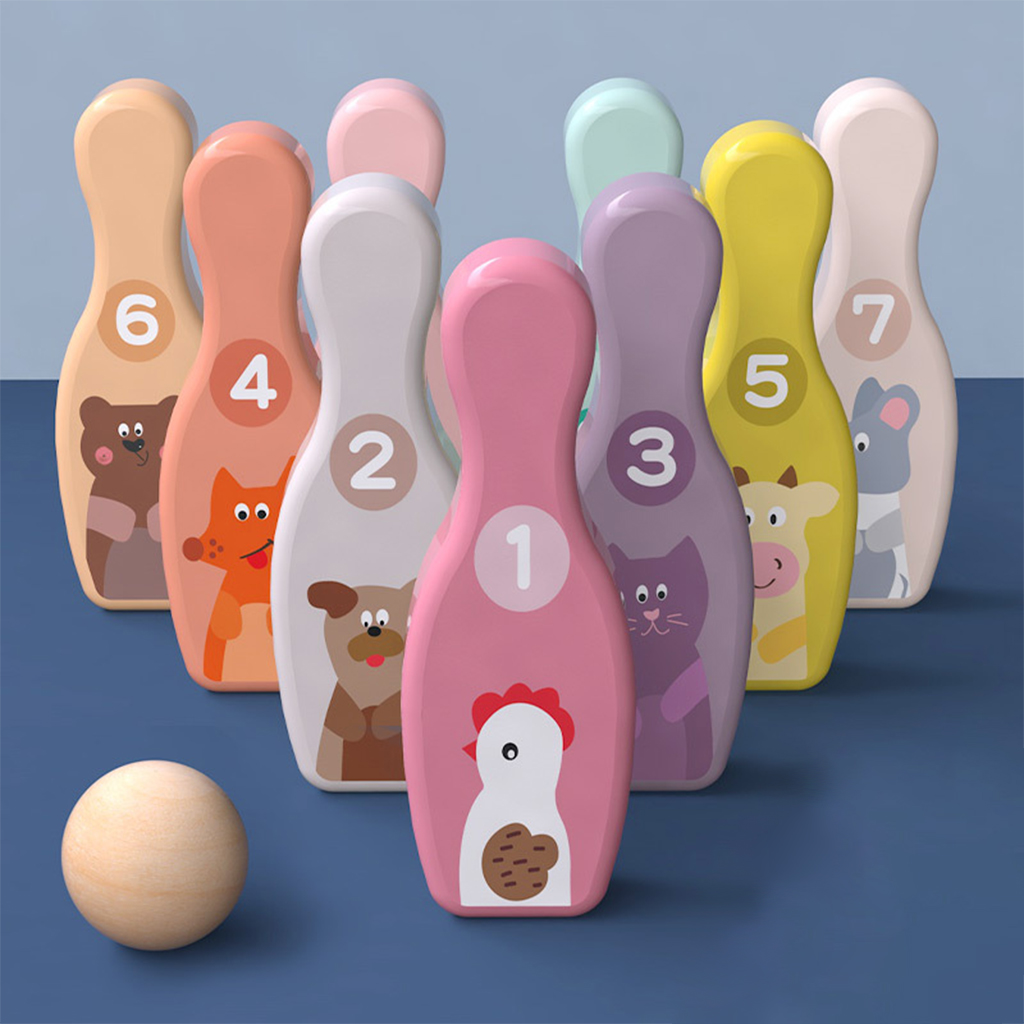 Toddlers Colorful Bowling Set Ball Skittles Developmental Outdoors Sports