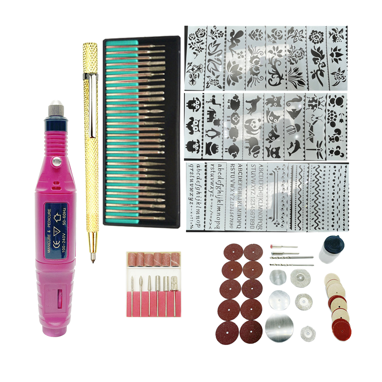 108Pcs Engraving Tool Electric Wired Micro Engraver Carving Etching Pen Stone Wood Mini Engraver Glass Ceramic Palstic DIY