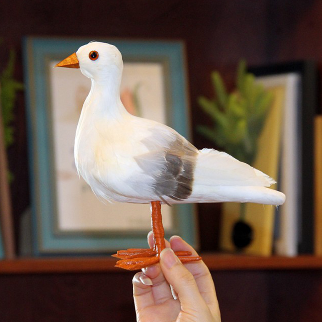 1PC ARTIFICIAL STANDING SEAGULL STATUE SCULPTURE FOR HOME GARDEN SHOP