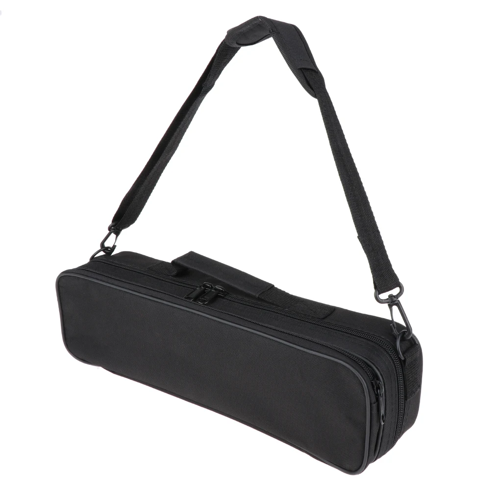 Padded Flute Gig Bag 16 Holes Flute Case with Shoulder Strap and Carry Handle - Black
