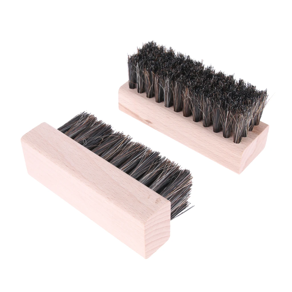 100% Horsehair Bristles Shoe Brushes For Boots&Shoes&Other Leather Care 2pcs