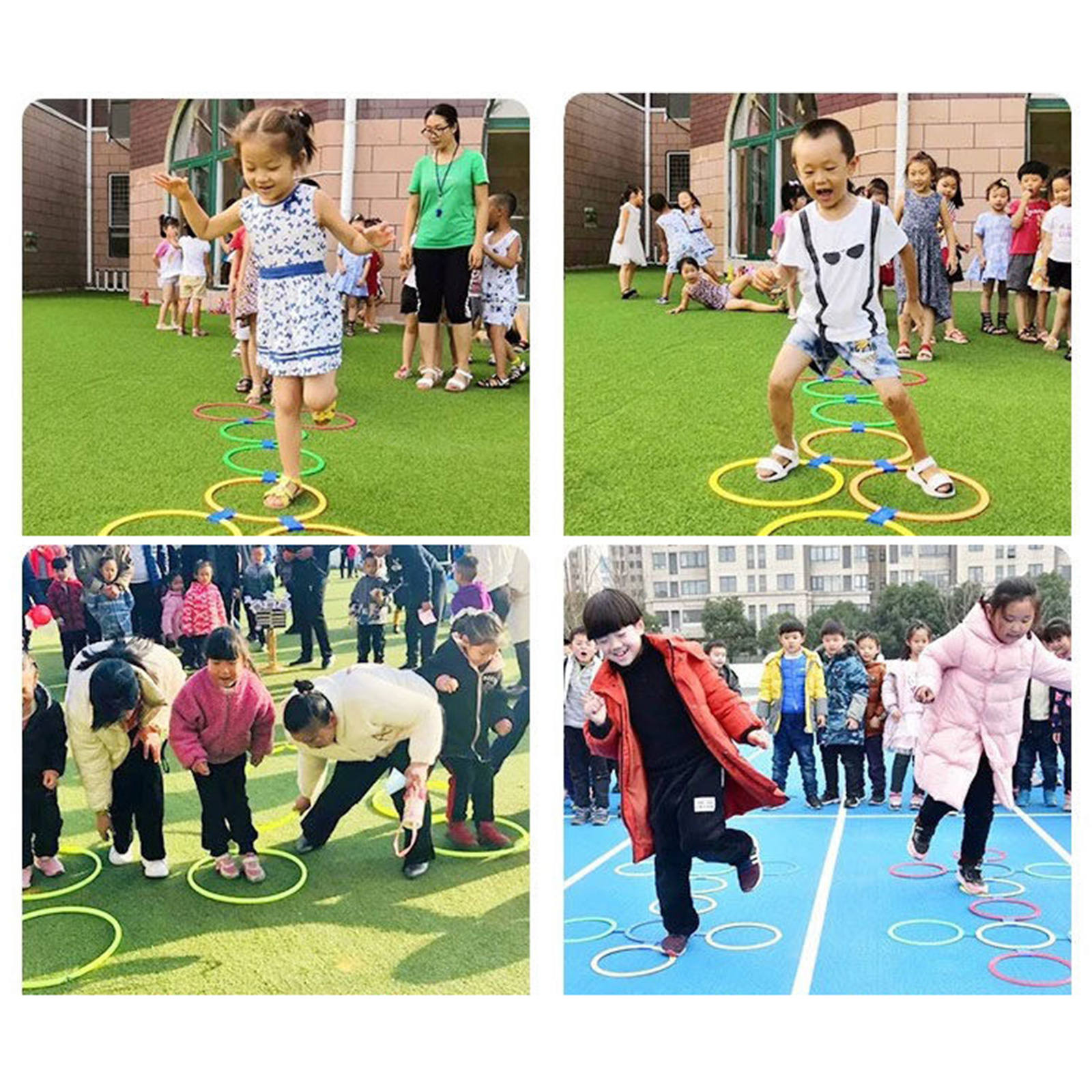 10PCS Outdoor Fun Game Jumping Ring Kindergarten Teaching Sports Toys Hopscotch Jump To The Grid Kid Sensory Training Equipment