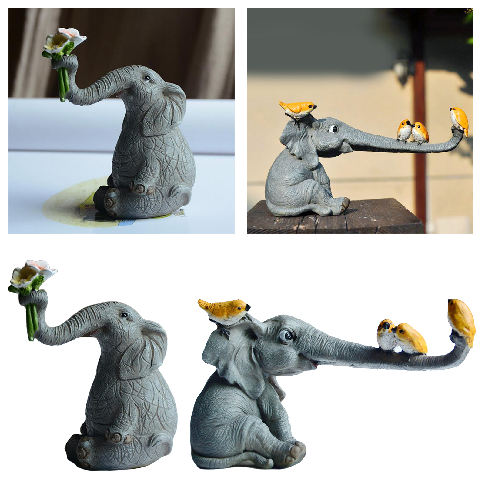 Sculpture Home Decor Statue Ornament Art Sculpture Collectibles Everyday Collection Elephant Figurines Fairy Garden Ornaments