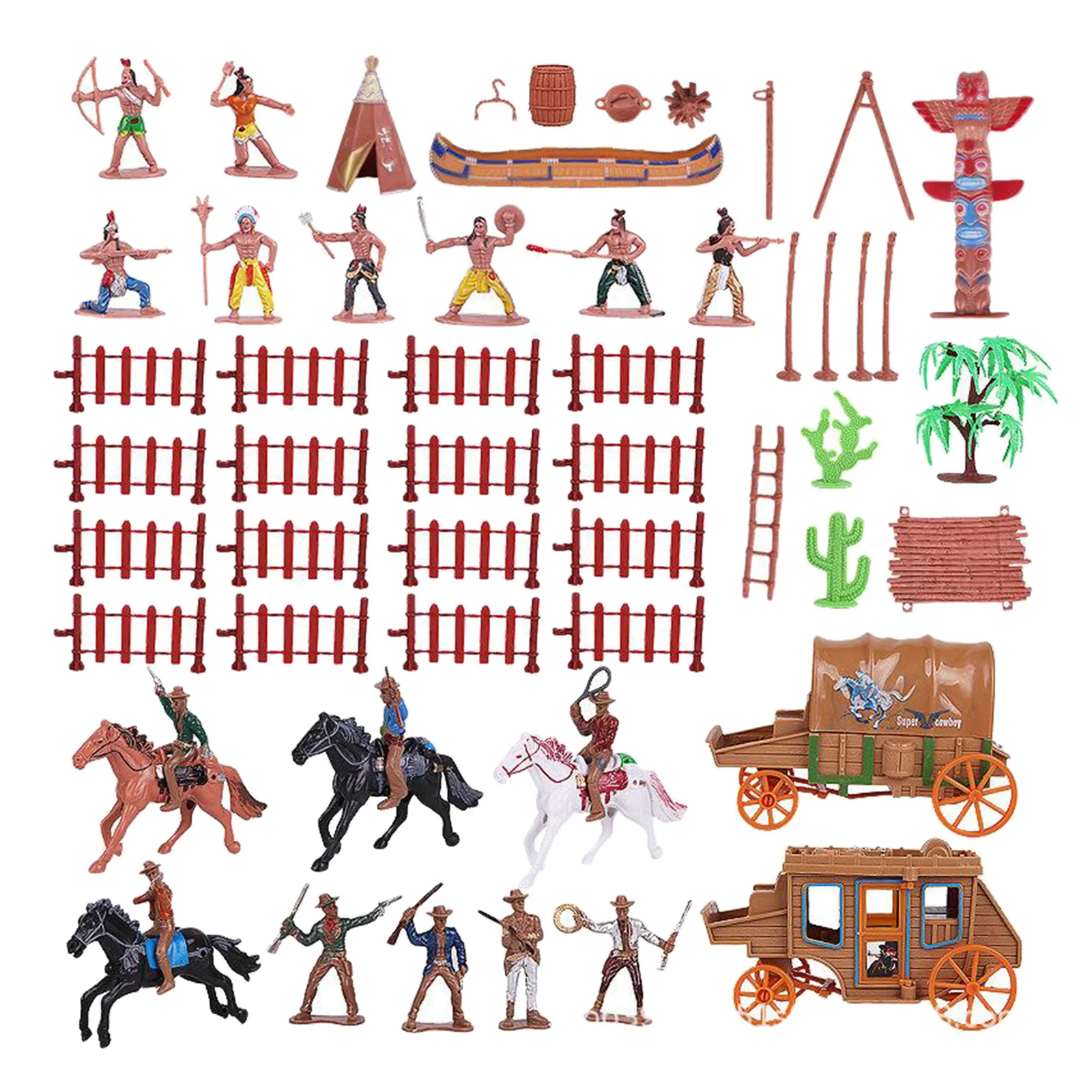 Western Cowboy Native Indian Figure Soldiers Toys Model Dollhouse Decoration