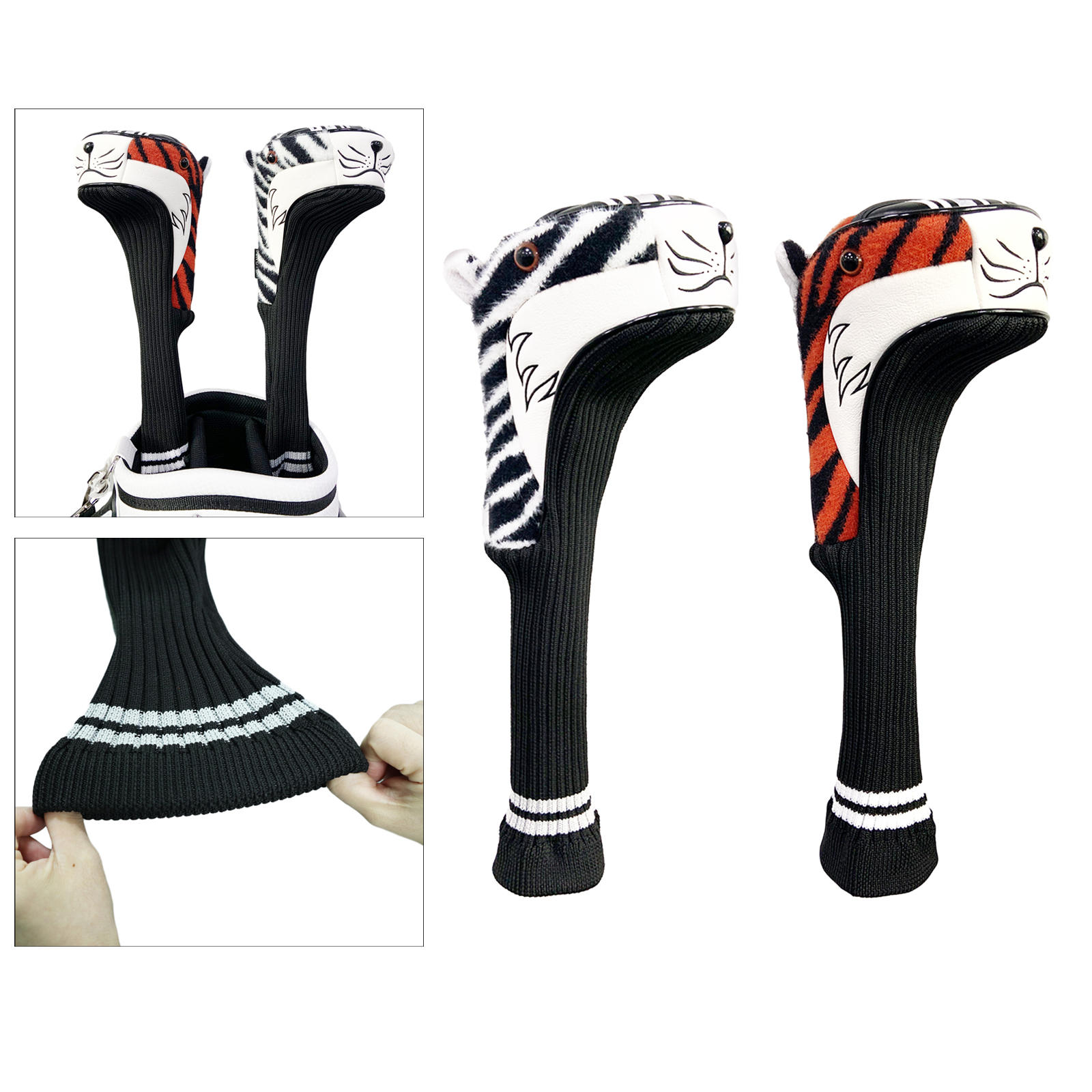 Golf Club Head Cover Golfer Gift 460Cc Animal Head Tigers Long Neck Driver Head Cover