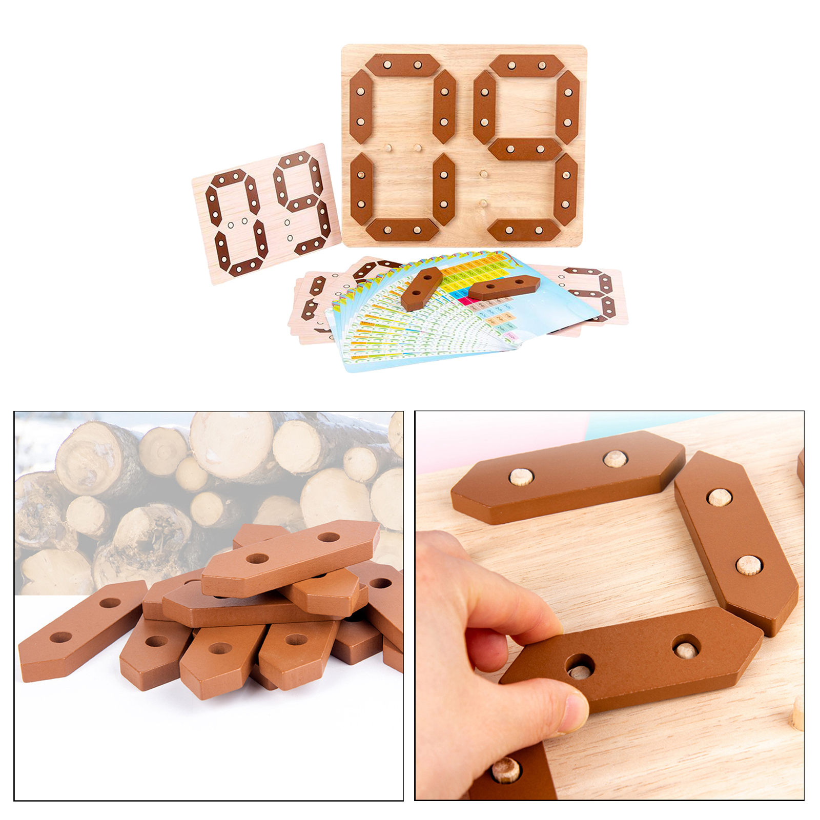Wooden Number Puzzle Toys, Puzzle Game Preschool Stacking Blocks for Toddler,