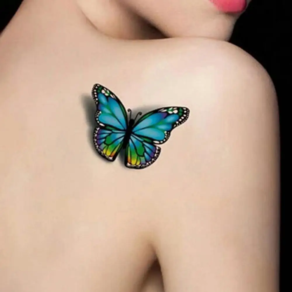 3d butterfly on chest tattoo picture