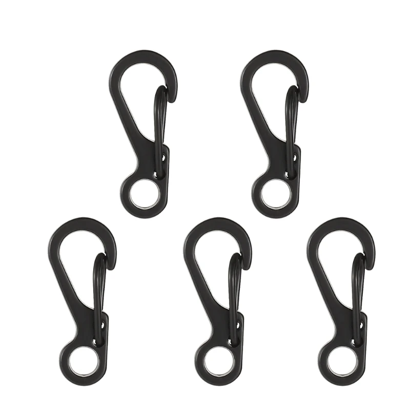 10X Mini EDC Gear Snap Spring Clip Hook Quick Link Carabiner Keychain Tool Black 