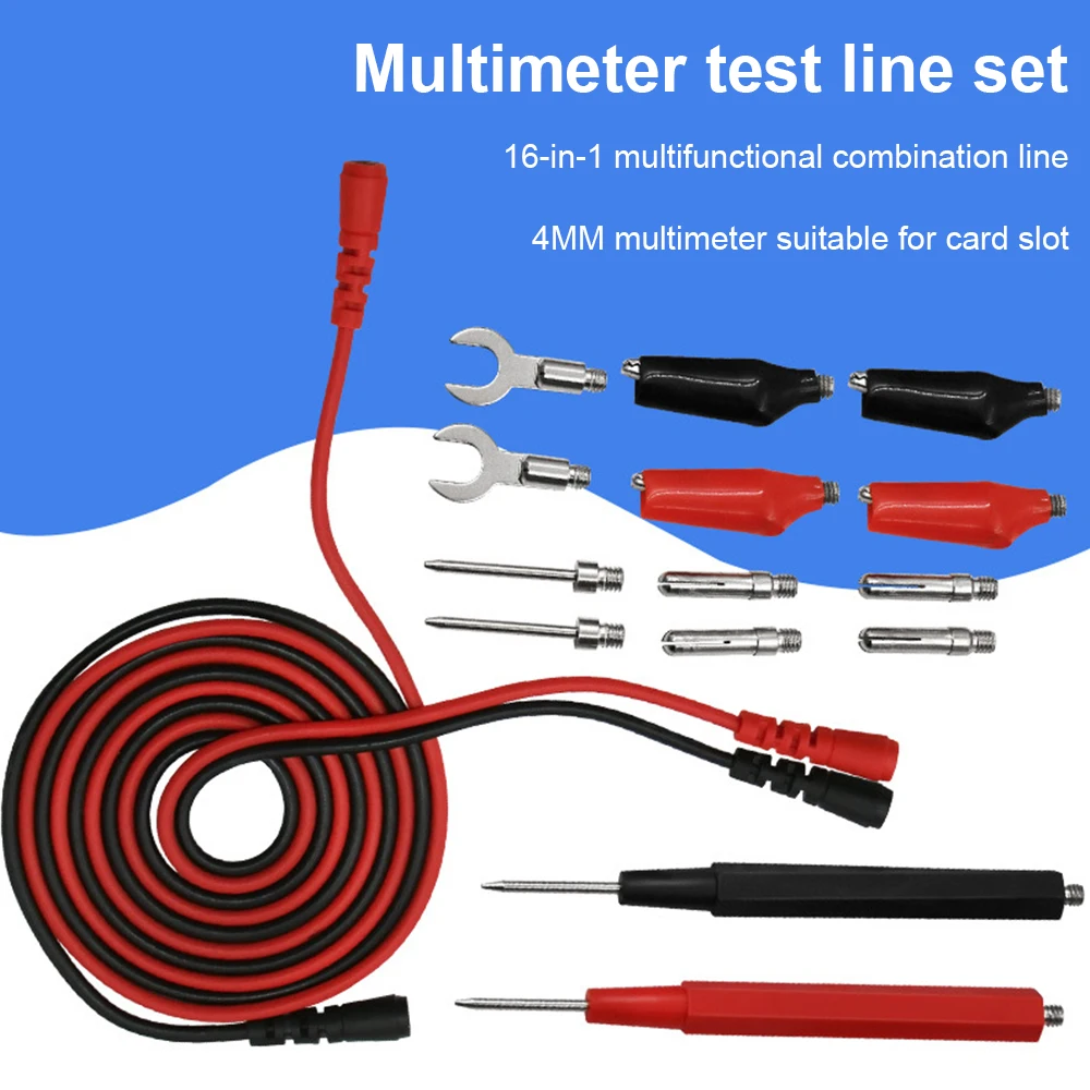 16Pcs Universal Multifunction Digital Test Lead Multimeter Probe Cable Kit NDOH 