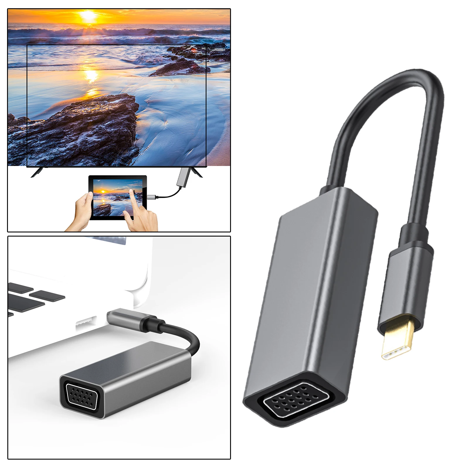 USB 3.1 to VGA Adapter Type C to VGA Converter 1920x1080 for MacBook TV Box for Microsoft Surface Projector Smartphones