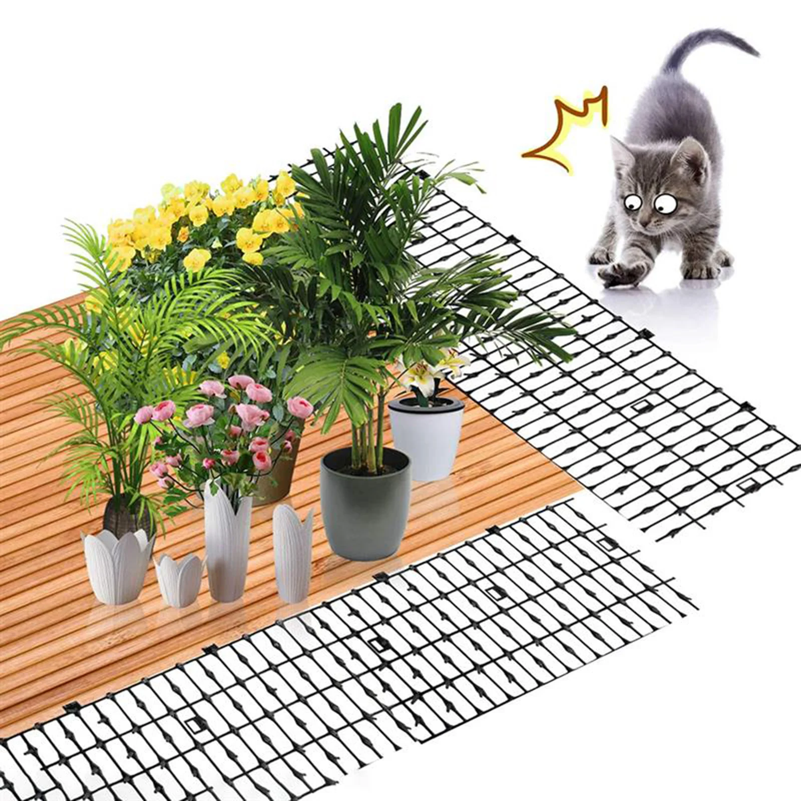 Cats Scat Mat Prickle Strips Stopper Deterrent Mats with 1 Inch Plastic Spikes Outdoor Garden Pest Control Anti-Cats