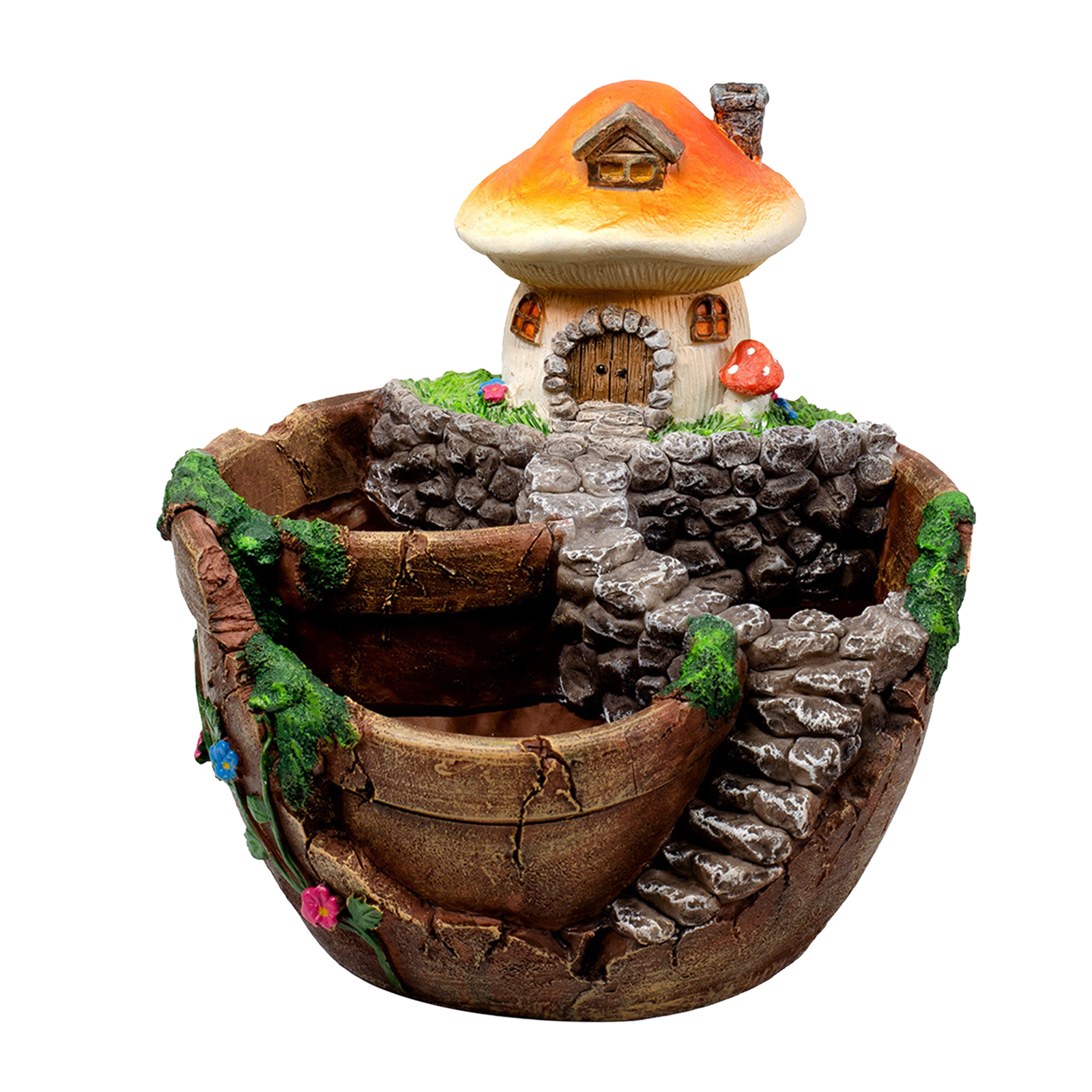 Creative Flower Pot Succulent Plants Garden Resin Container House Stairs Ladder Micro Landscape for Plant DIY Home Office Decor