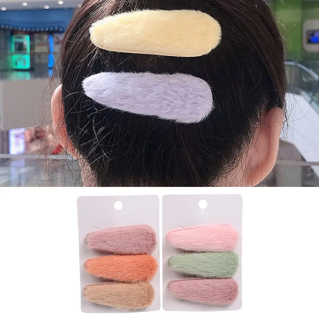 6Pcs/Set Plush Hair Clips Sweet Barrette Hairpin Headwear Random Color Handmade for Birthday Makeup Party Headdresser Women