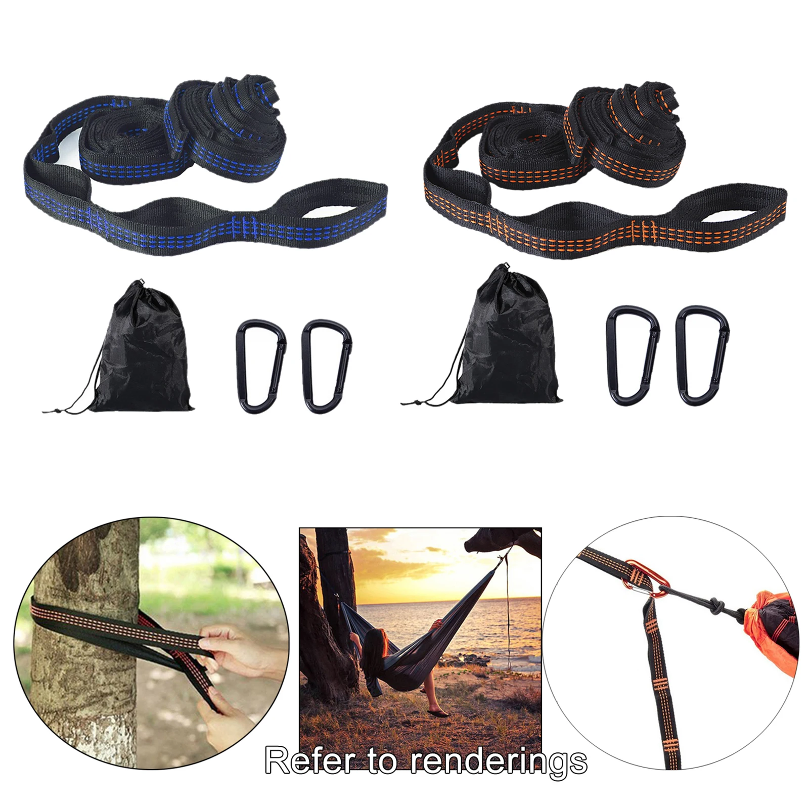 2pcs Super Strong Hammock Strap ing Hammock Belt for Camping,Traveling,Portable Hammock ing Tree Rope 3m x 2.5cm