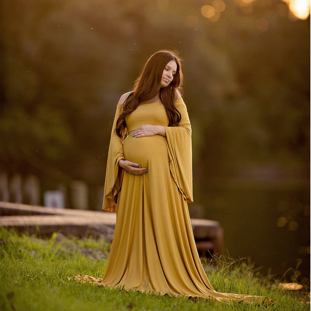 Solid Maternity Dresses For Photo Shoot 
