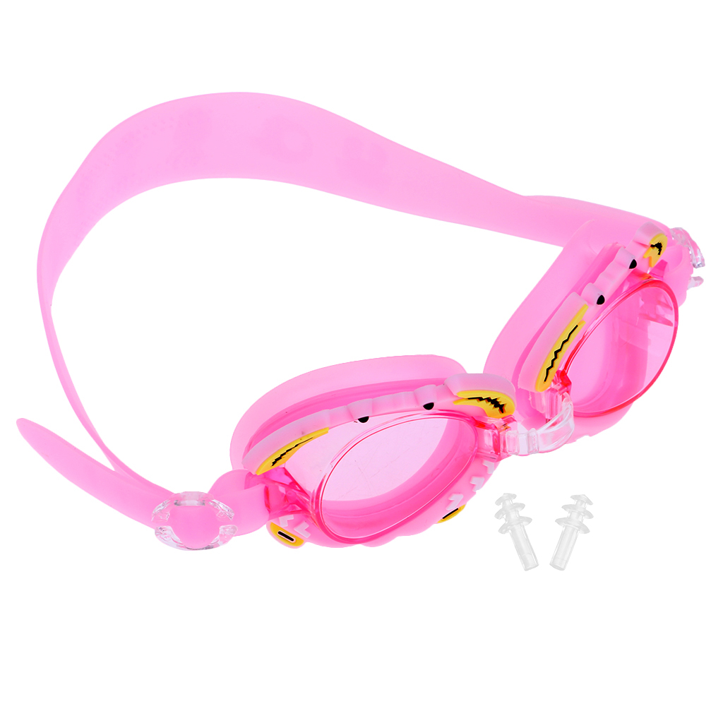 Silicone Adjustable Kids Swimming Goggles, Cute  Design, Anti-fog, Ear Plugs