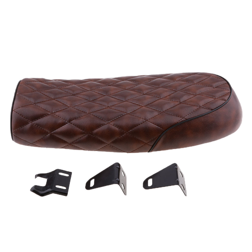 dolity Universal Brat Diamond Flat Cafe Racer Seat Vintage Motorcycle Saddle Black