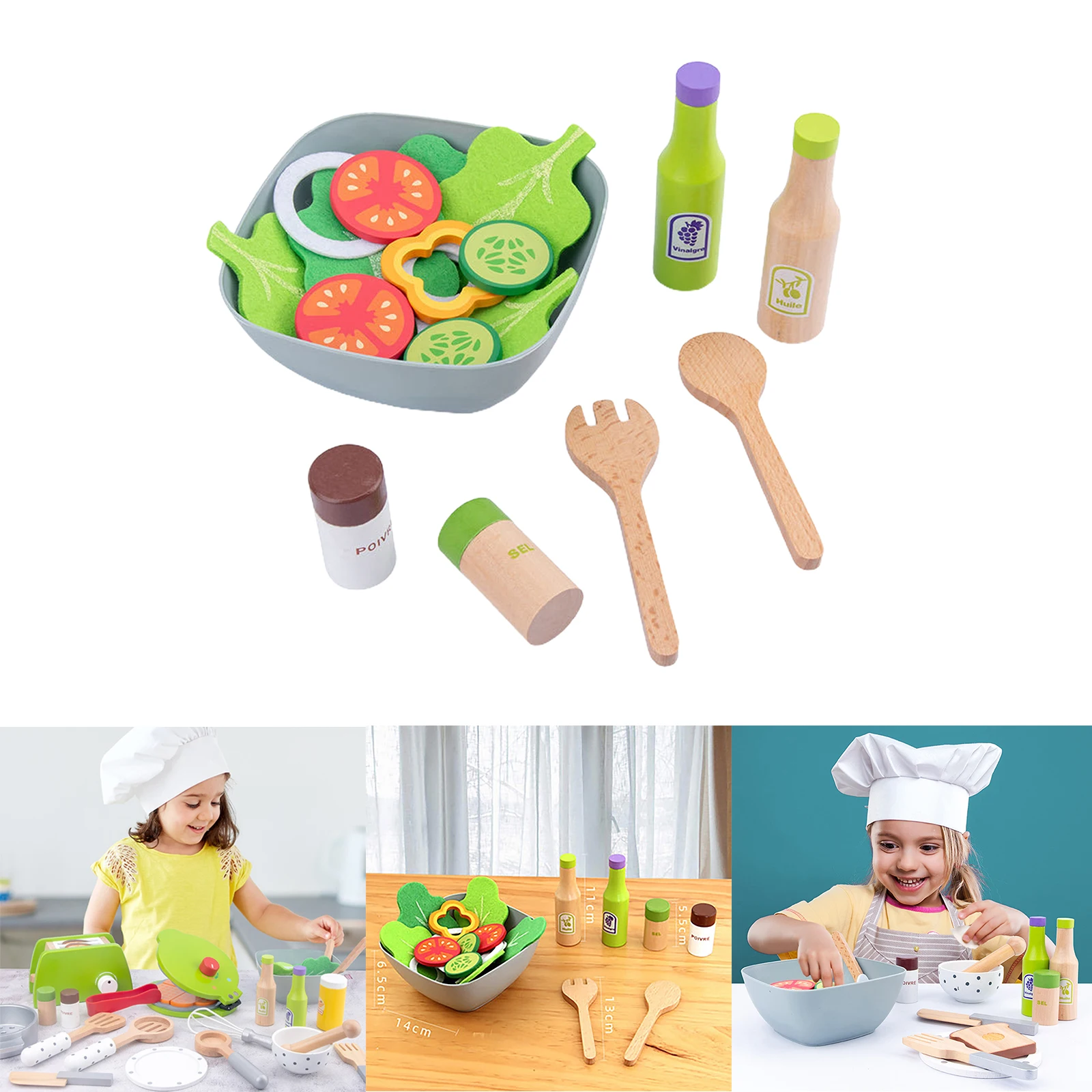 Kitchen Pretend Vegetable Fruit Salad Playset Early Educational Toys Girls Gift
