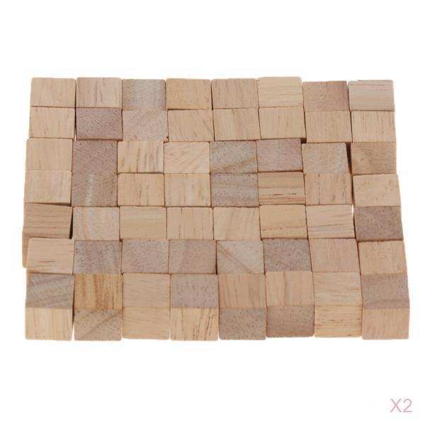 Pack of 200 Wood Unfinished Building Blocks Cubes Set Kids DIY Projects Toy