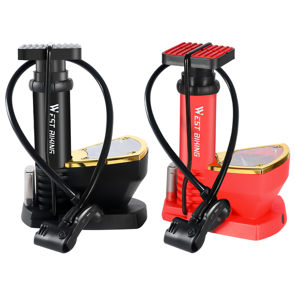 Bicycle Pump Portable Aluminum Foot Pumps MTB Cycling Air Pump Pressure Gauge Inflator 140Psi Pressure Pedal Bike Pump