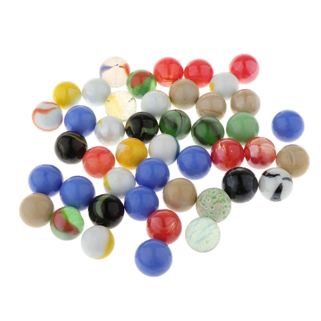 45 Pieces Glass Marbles (Colorful Patterns) for Vases or Games, Aquarium Decorations
