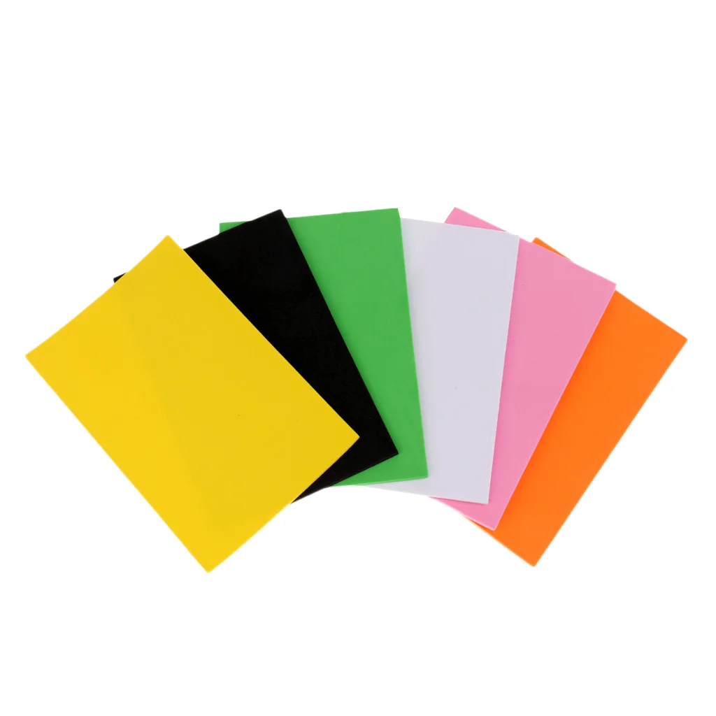 6 Pcs 2mm Colored Fly Tying EVA Foam Sheet Square Paper Fly Tying Materials Crafts for Fly Fishing