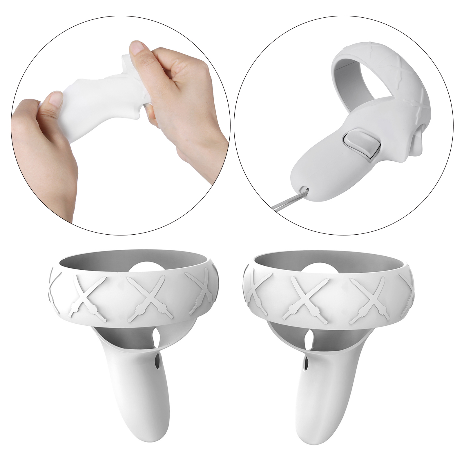 1 Pair Silicone Touch Controller Grip Cover for  Quest 2 Skin Anti-Throw Handle Protective Sleeve Accessories VR
