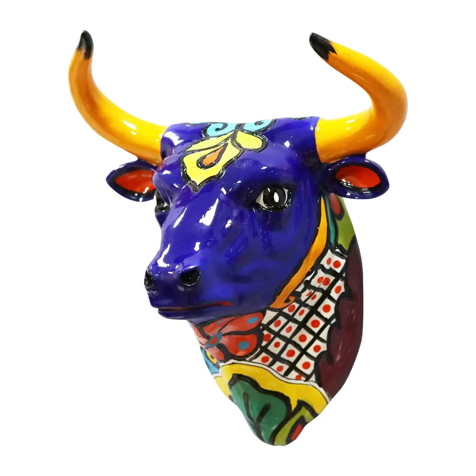 Resin Cow Head Wall Hanging Pendant 3D Animal Head Sculpture Figurines Crafts For Mother's Day Home Decor