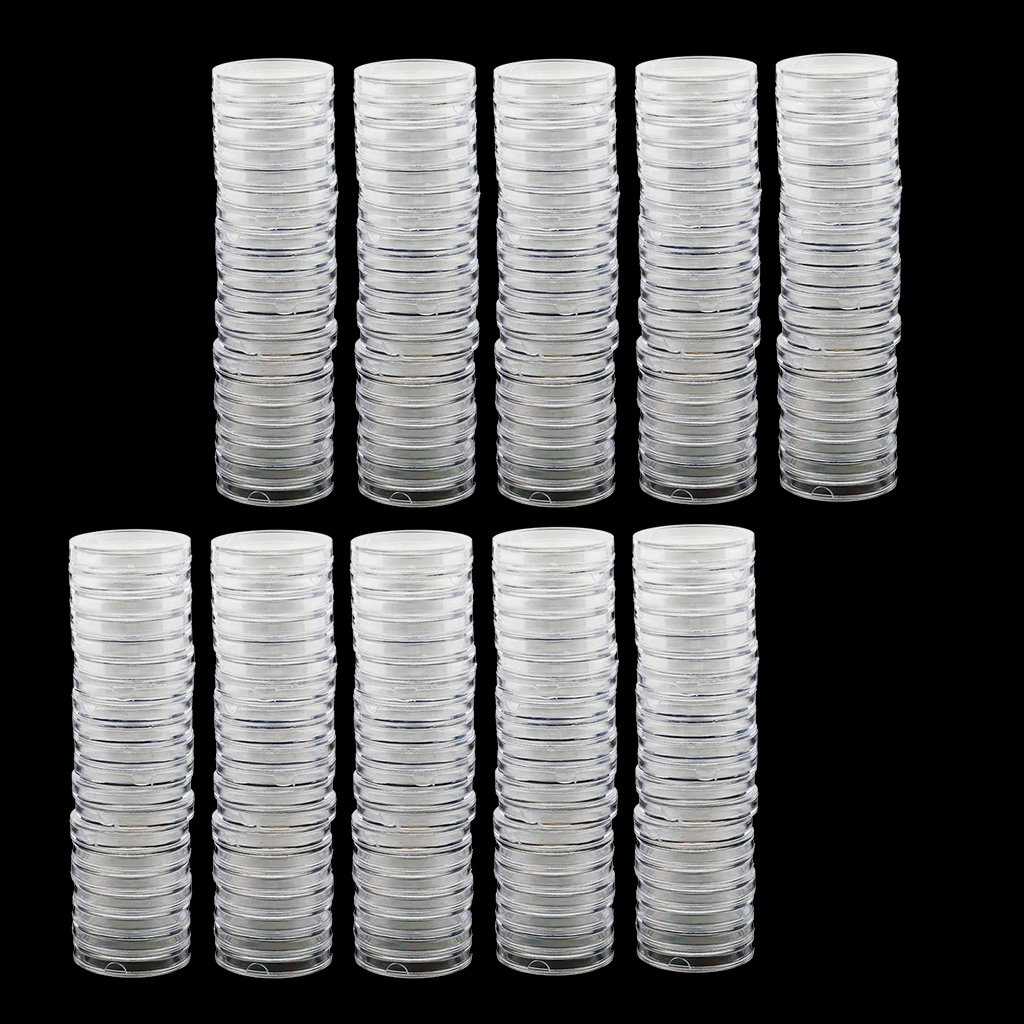 200 Pieces Clear Round Coin Capsules  Box Protector Collector 28mm