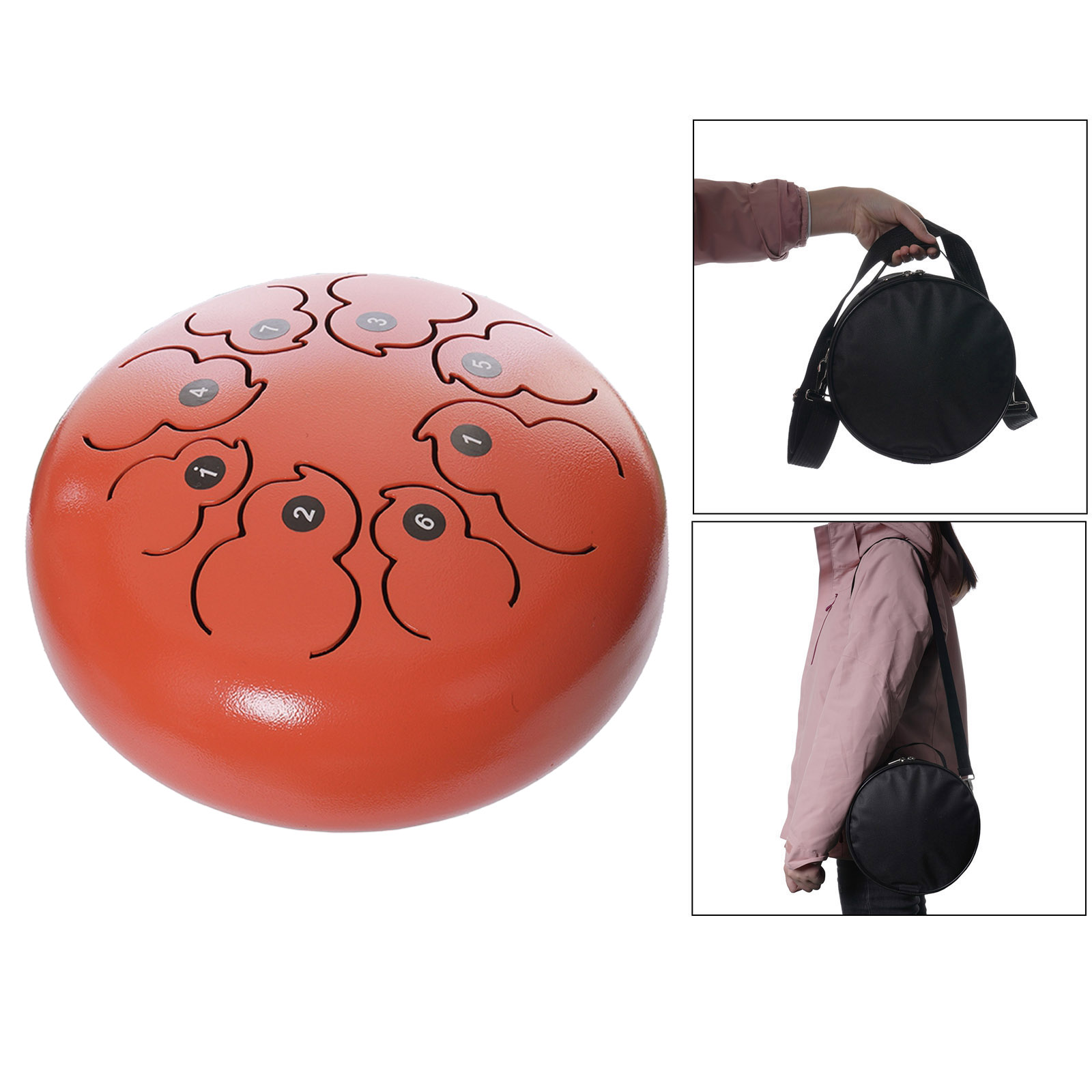 Steel Tongue Drum Hand Pan and Music Book Notes Stickers Gift Present for Adults Kids Orange