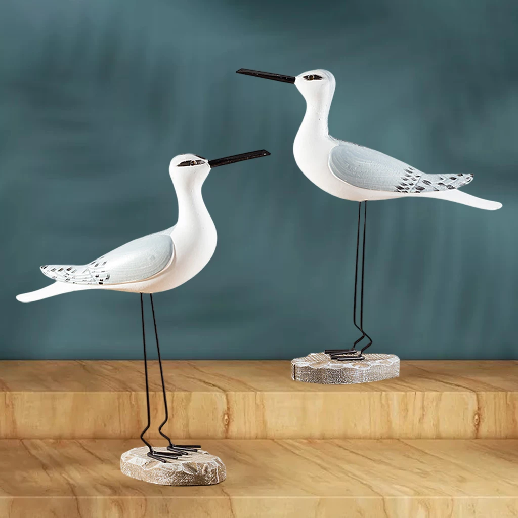 Seagull Figurines Hand Painted Yard Bird Statue Decor Props Home Office Lawn