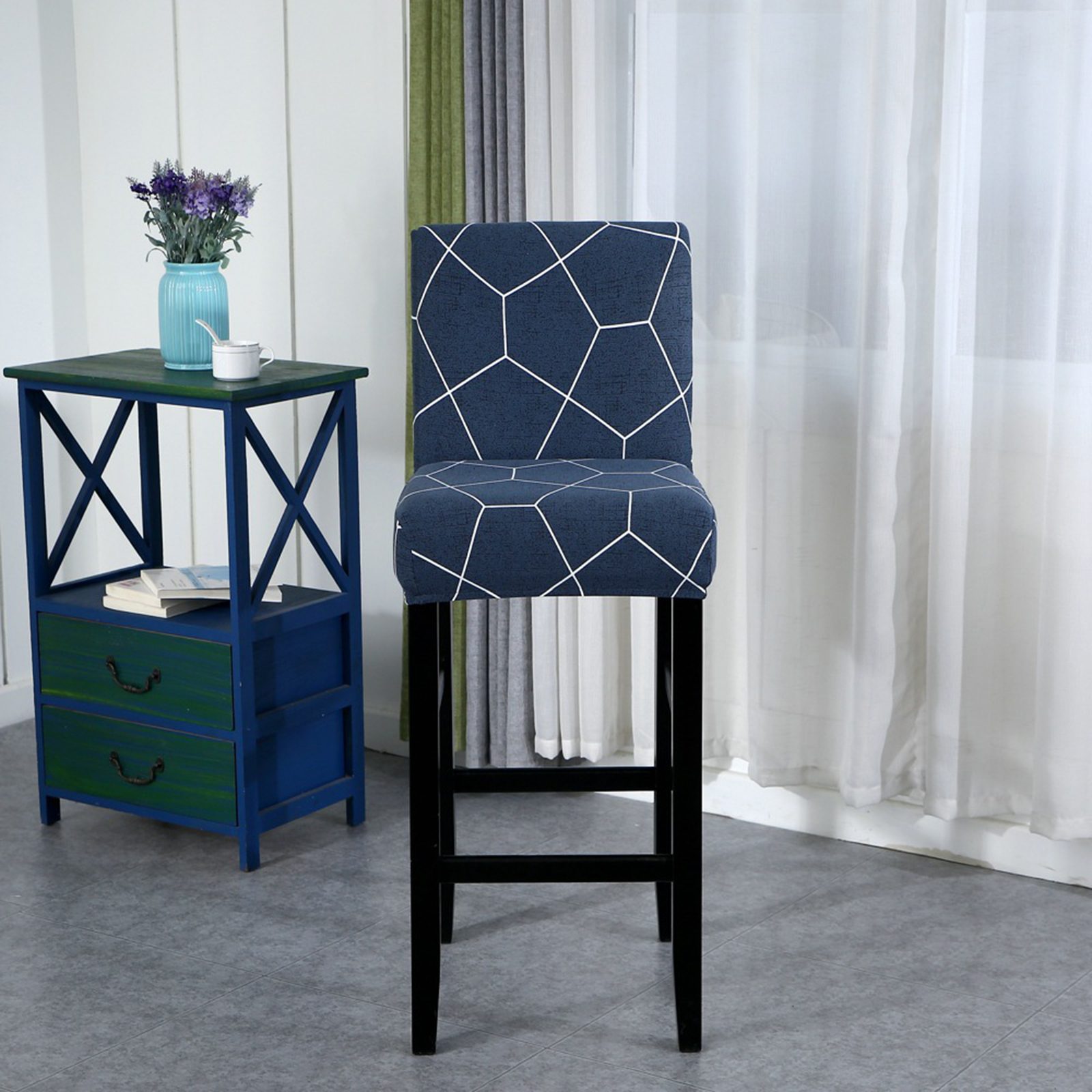 Stretch Printing Low Back Chair Cover Removable Barstool Protector Counter Height Chairs Covers Protector Home Flexible