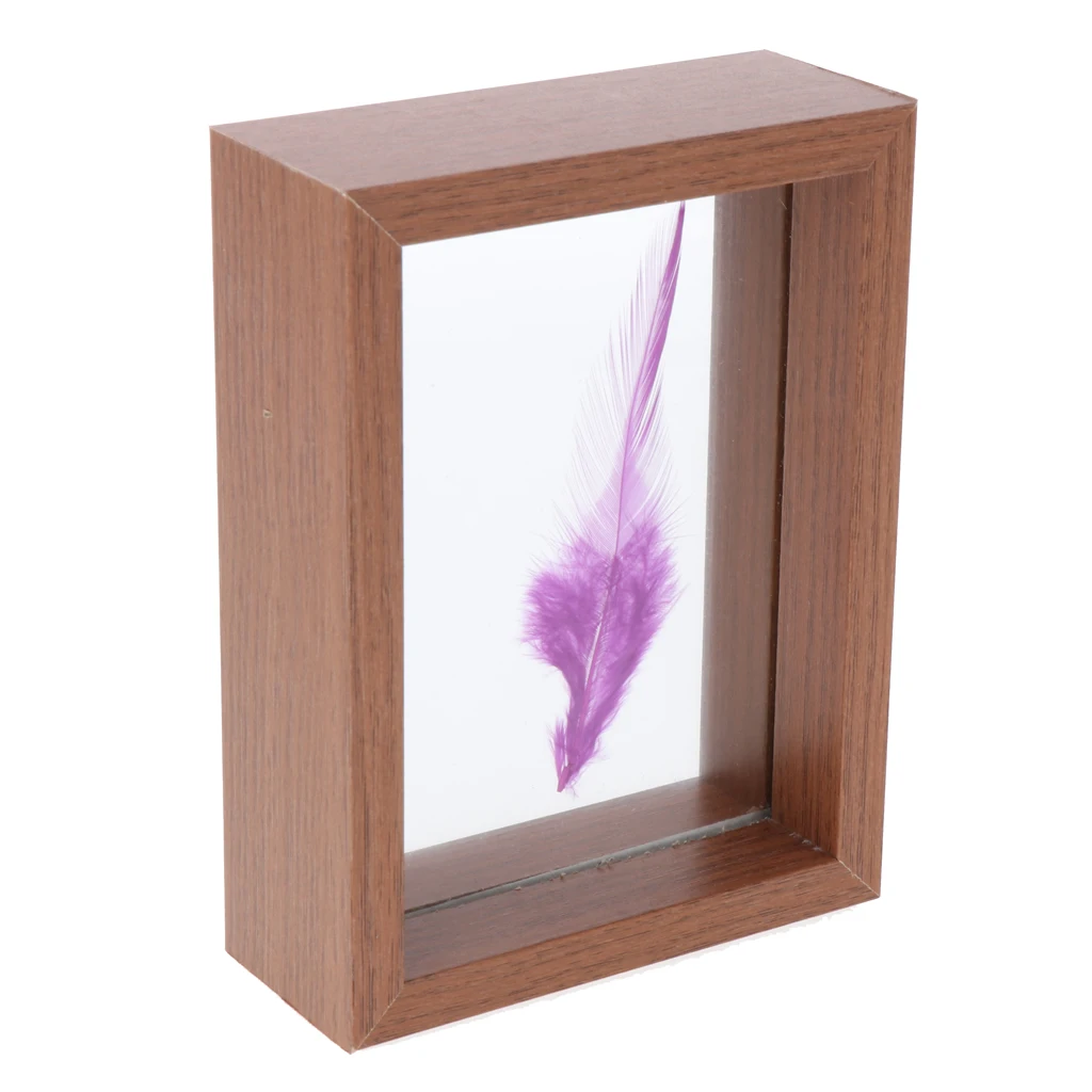 Double -sided Glass Specimen Frame ,DIY Plant Insect Wood Frame, Shadow Box with Glass Front for Plant Specimen and Photos