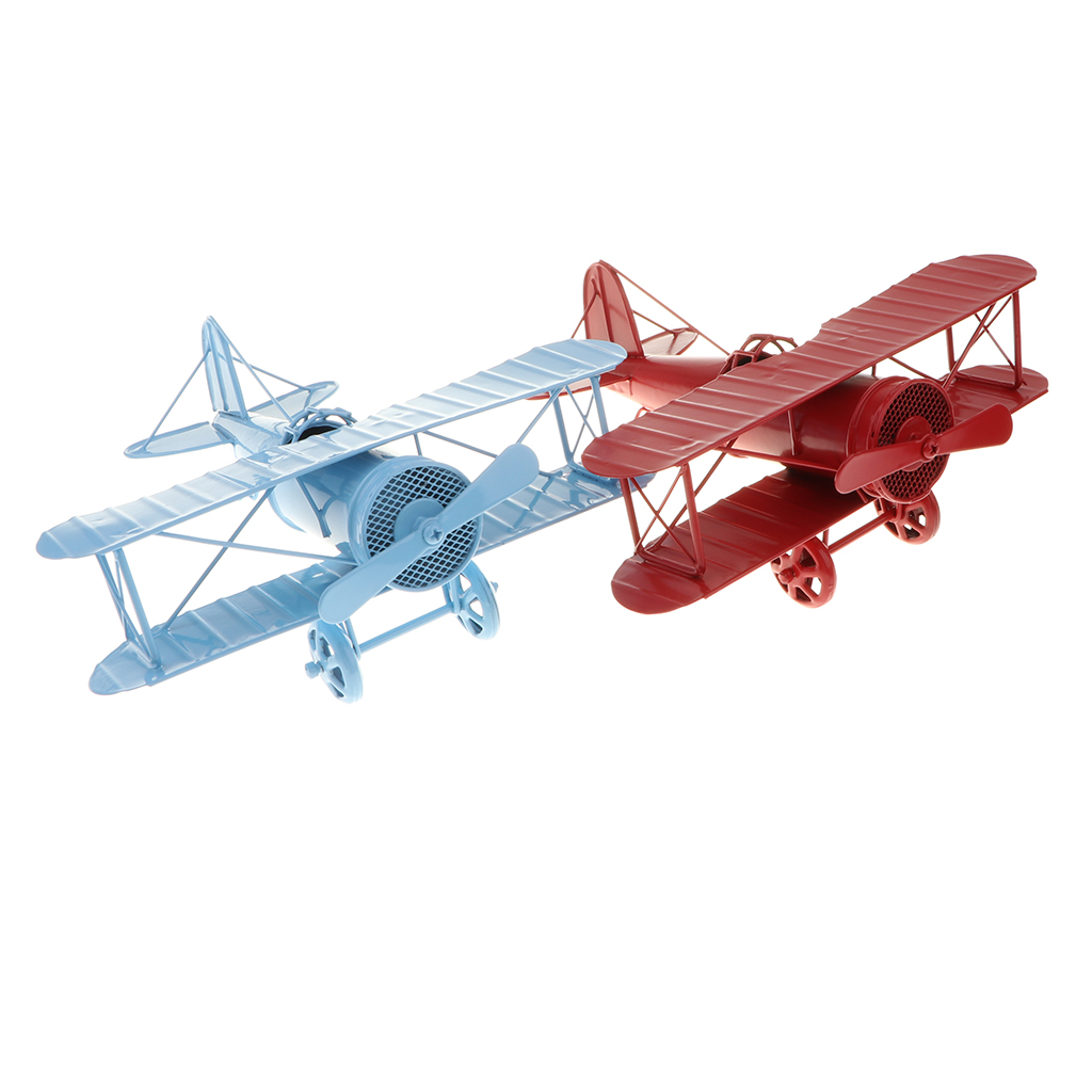 Mini Iron Decorative Airplane Vintage Biplane Model Collectible Home Decor