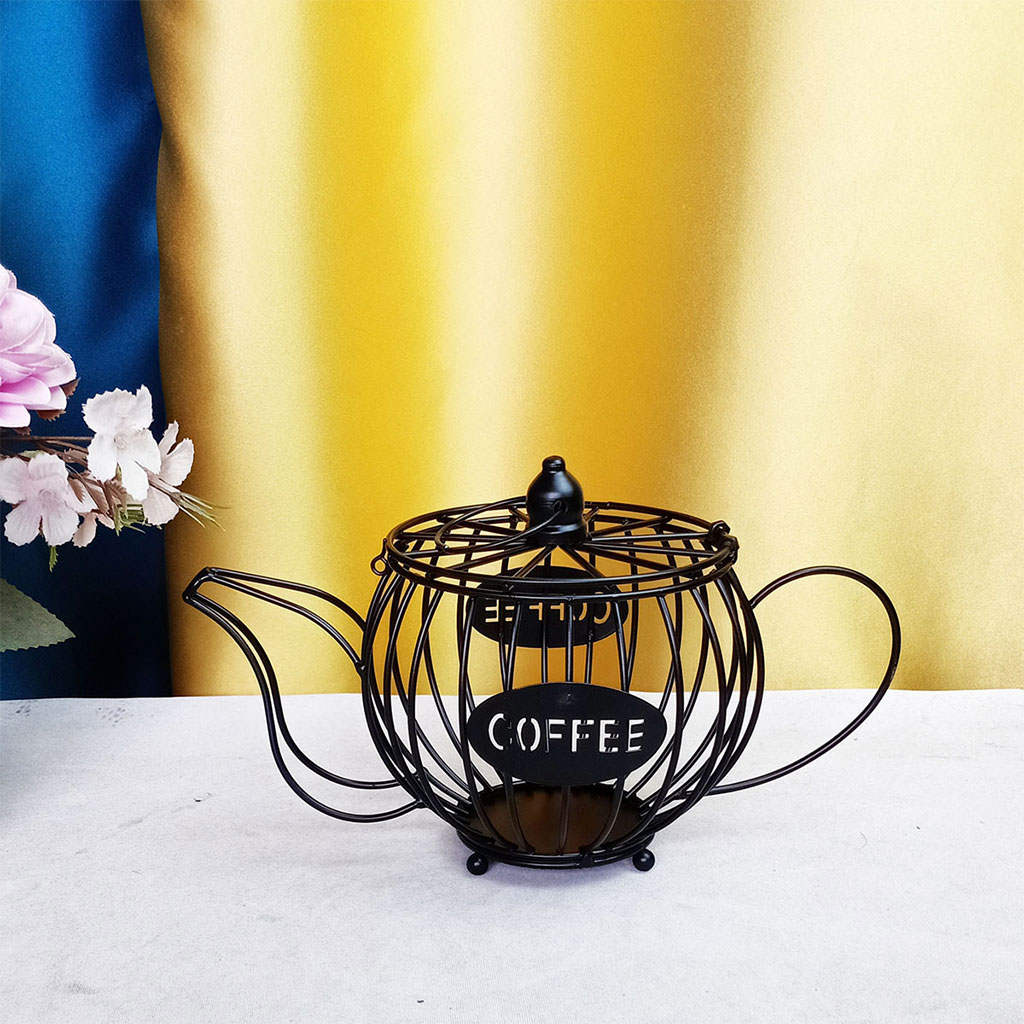 Coffee Capsule Holder Geometric 15-18 Coffee pod Teapot Shape Iron Wire Espresso Organizer Storage for Counter Coffee Bean Cafe