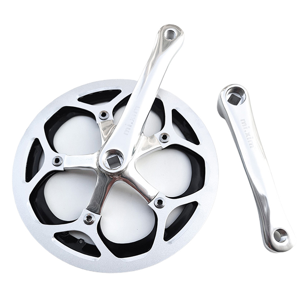 Bike Crankset Set 53T 170mm Crankarms 130 BCD Bicycle Crank Set Chain Ring Wheel Guide