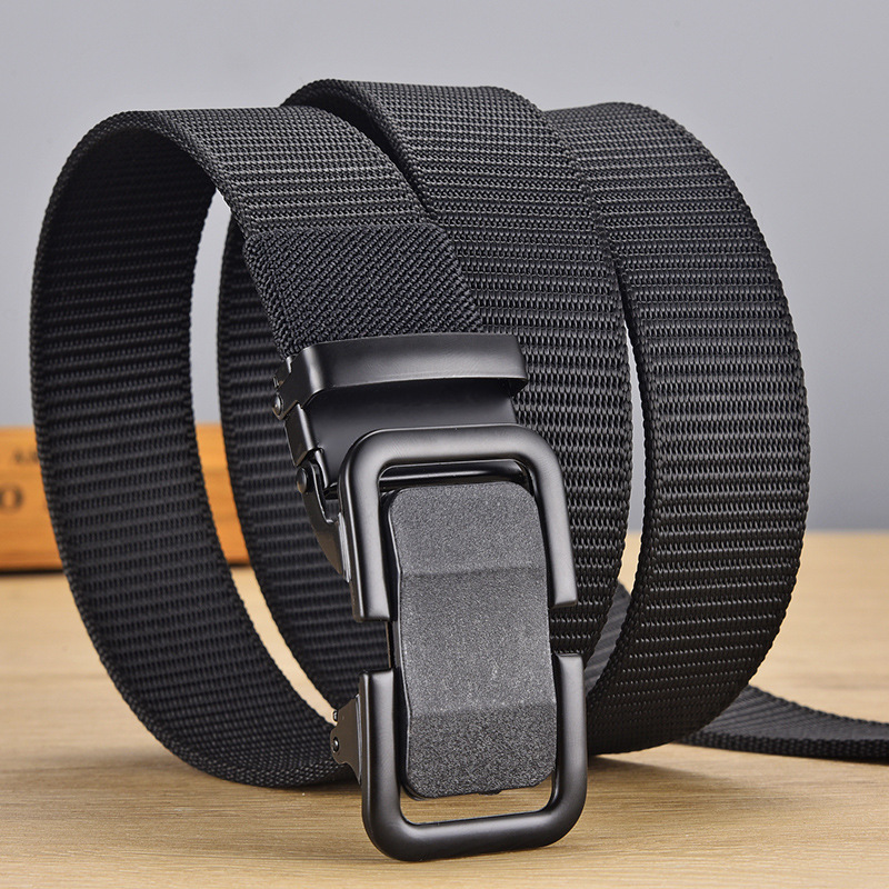 Nylon Automatic Buckle Men Belt Outdoor Tooling Jeans Solid Color Canvas  Waistband Cowboy Designer Belt Outdoor Tactical Belt - Temu