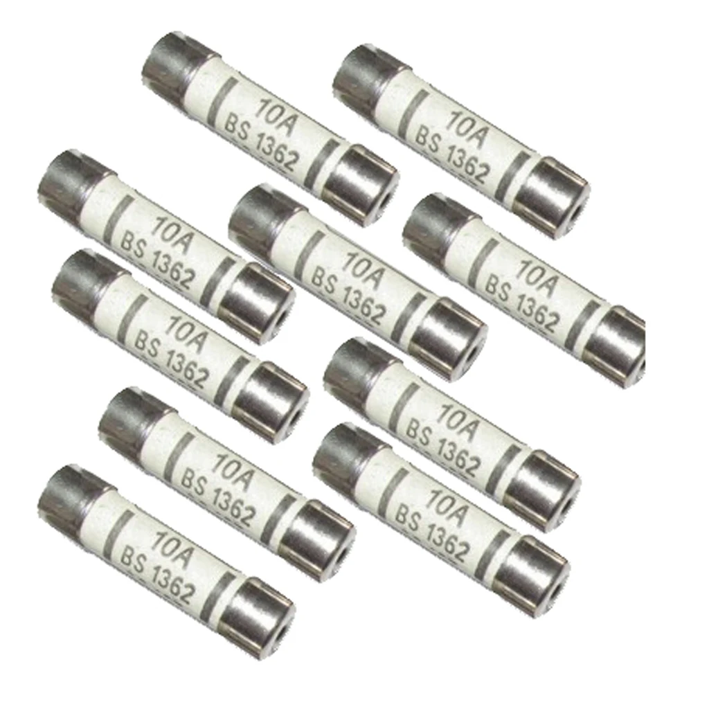 Mains *Top Quality! Pack of 12 Domestic Fuses 10 Amp BS1362 Household fuses 