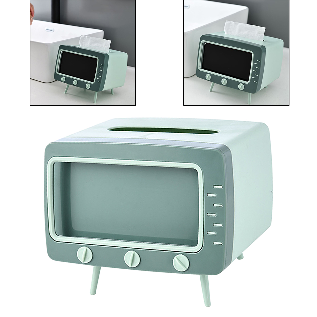 Creative 2 in 1 Multifunctional TV Tissue Box Mobile Phone Stand Holder Storage Case Organizer for Home Bedroom