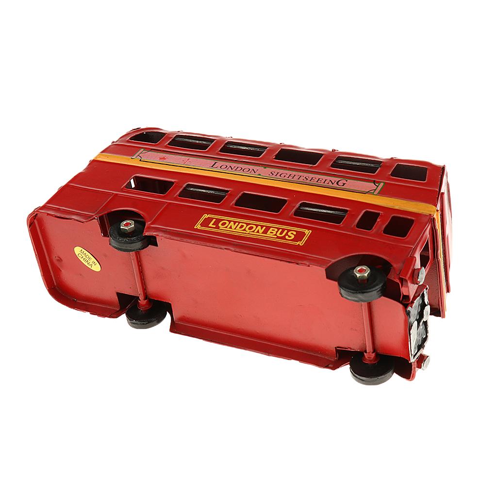 Tinplate Small Metal Double-deck London Bus Model Crafts Handicrafts